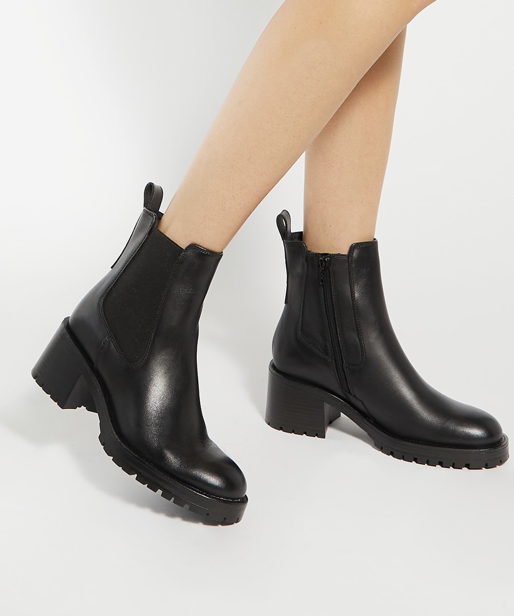 Positivity Black Chunky Block Heel Chelsea Boots Dune London