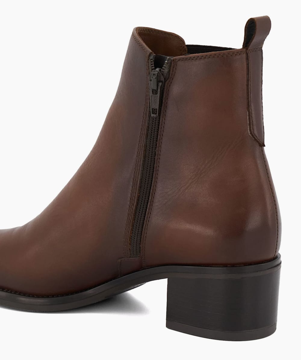 Pouring BROWN LEATHER Leather Ankle Boots Dune London