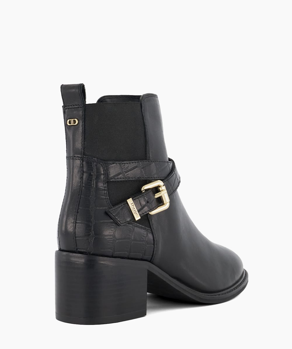 Black ankle boots with gold block heel online