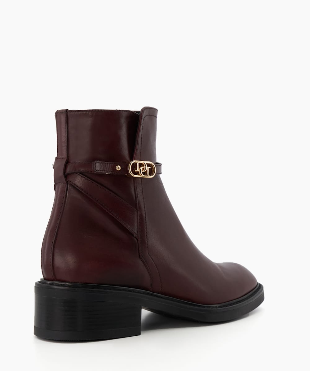 Burgundy leather ankle boots cheap