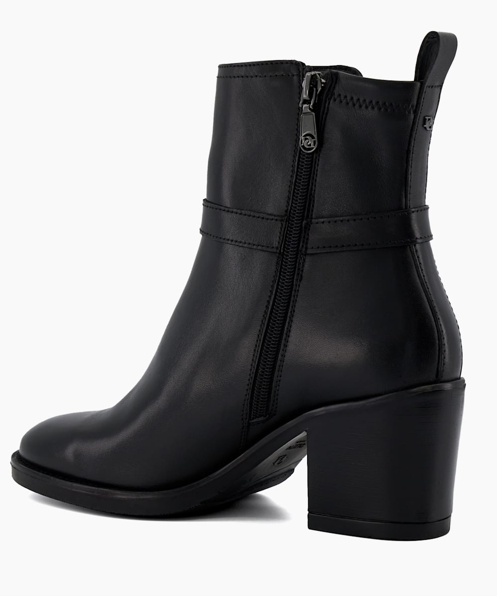 Black leather ankle boots chunky heel online