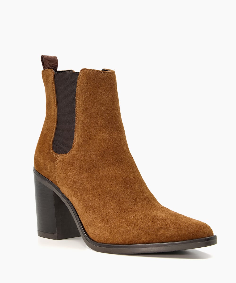 Prea Tan Suede Block Heel Western Boots Dune London