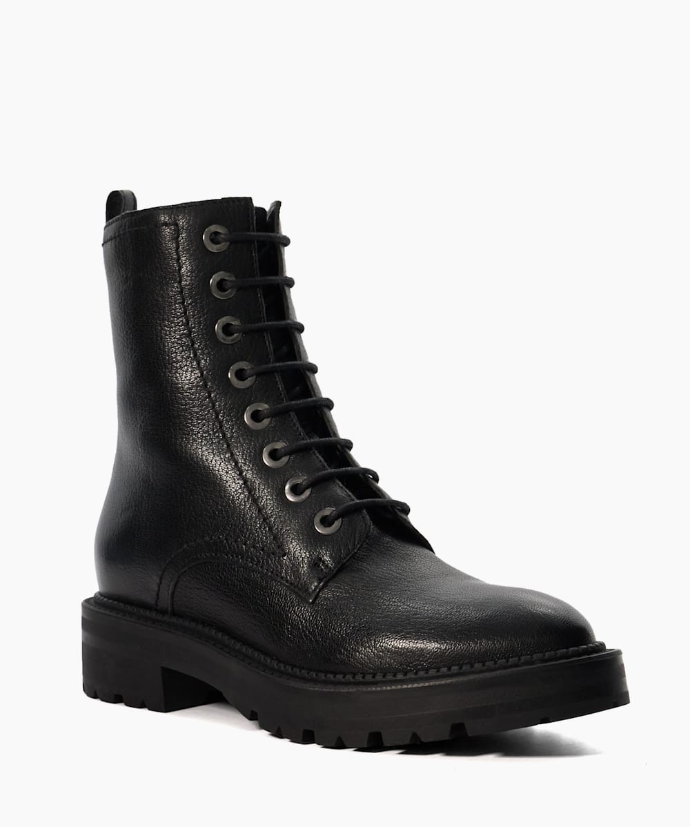 Press Black Cleated Sole Hiker Boots Dune London