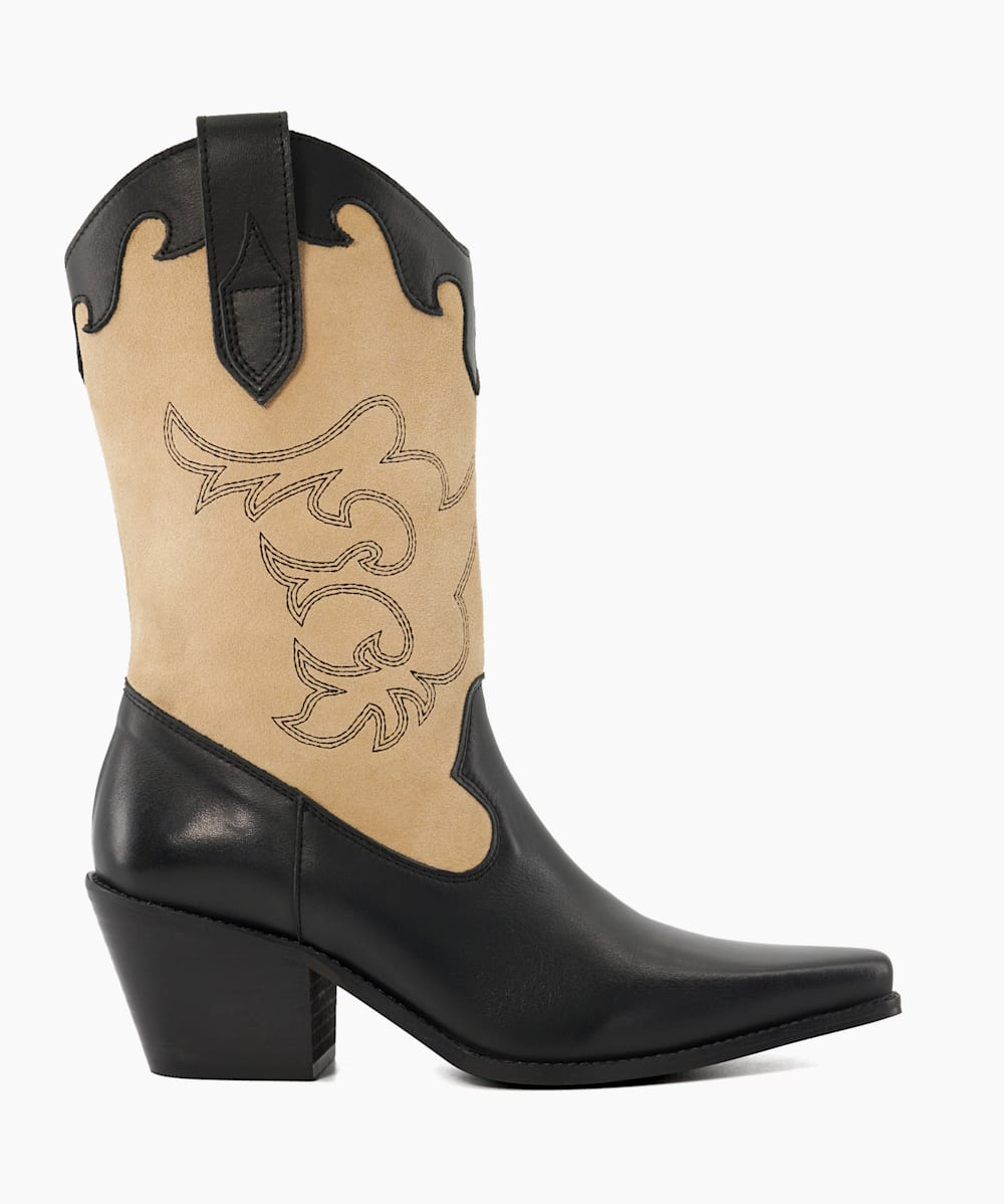 Prickly Black Limited Edition Long Western Boots Dune London