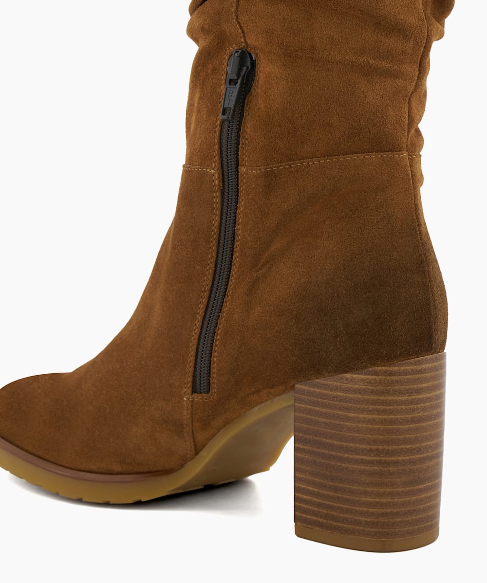 Tan ruched boots shop