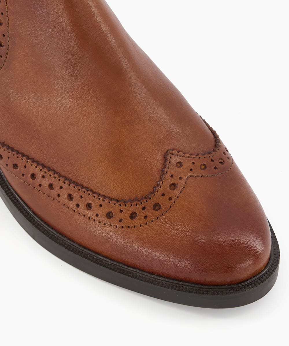 Quest Tan Brogue Detail Chelsea Boots Dune London