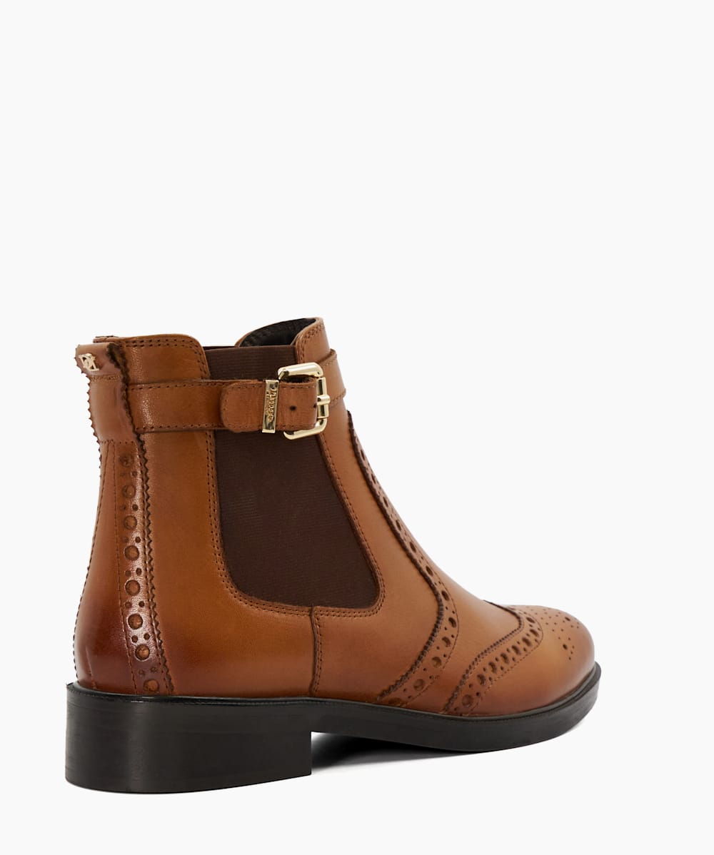 Question Tan Brogue Detail Leather Chelsea Boots Dune London