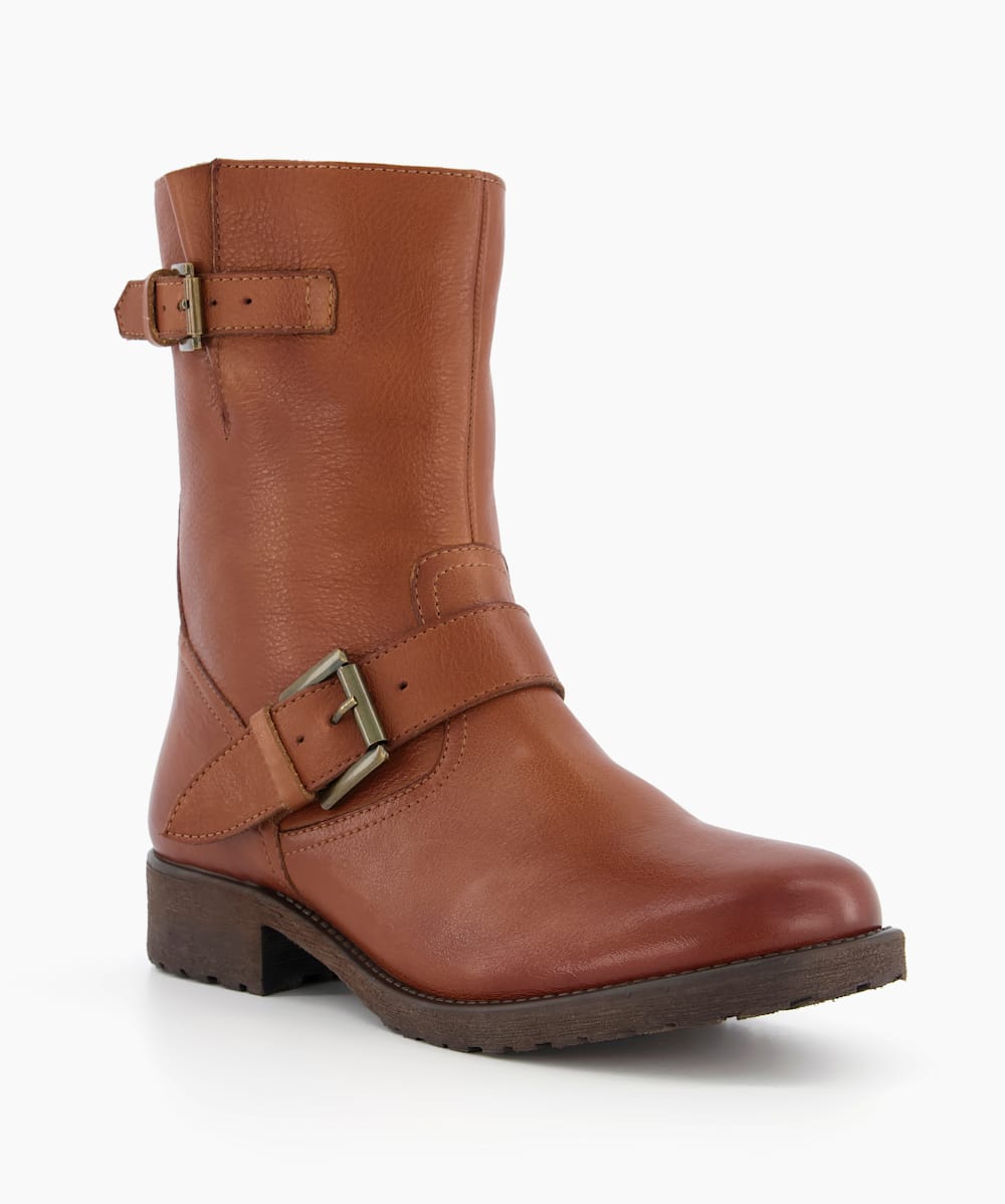 Tan leather store biker boots