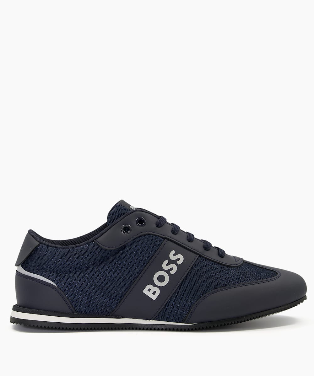 Rusham Low Navy Low Profile Leather Mix trainers Dune London