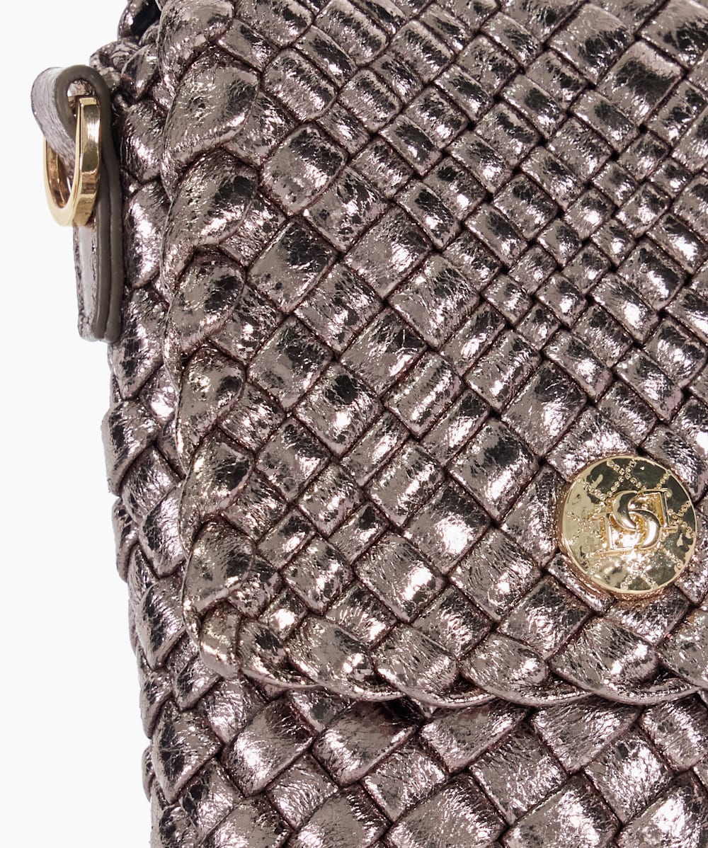 Saff Pewter Woven Phone Cross Body Bag Dune London