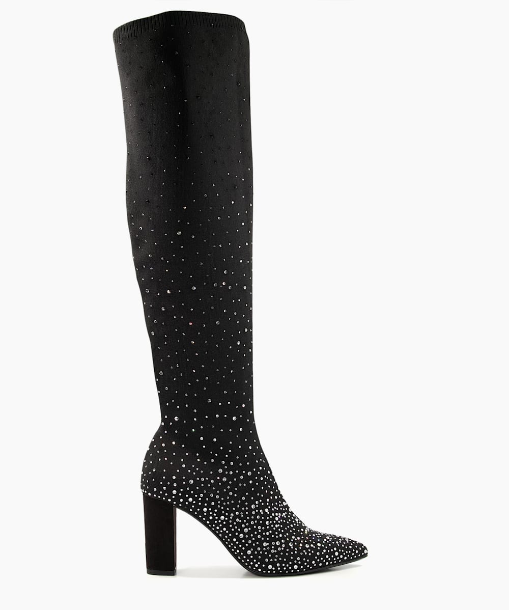 Black studded over deals the knee boots