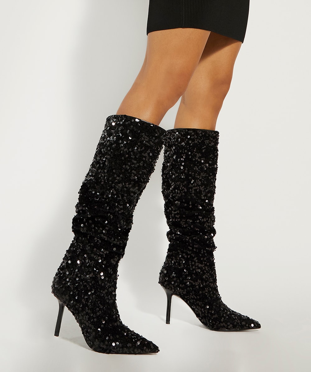 Sequin tall boots best sale