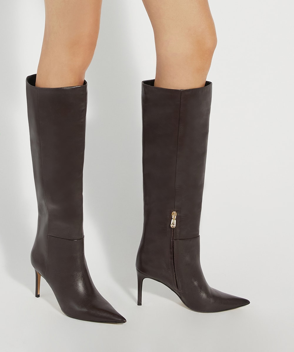 Burgundy leather knee high boots store