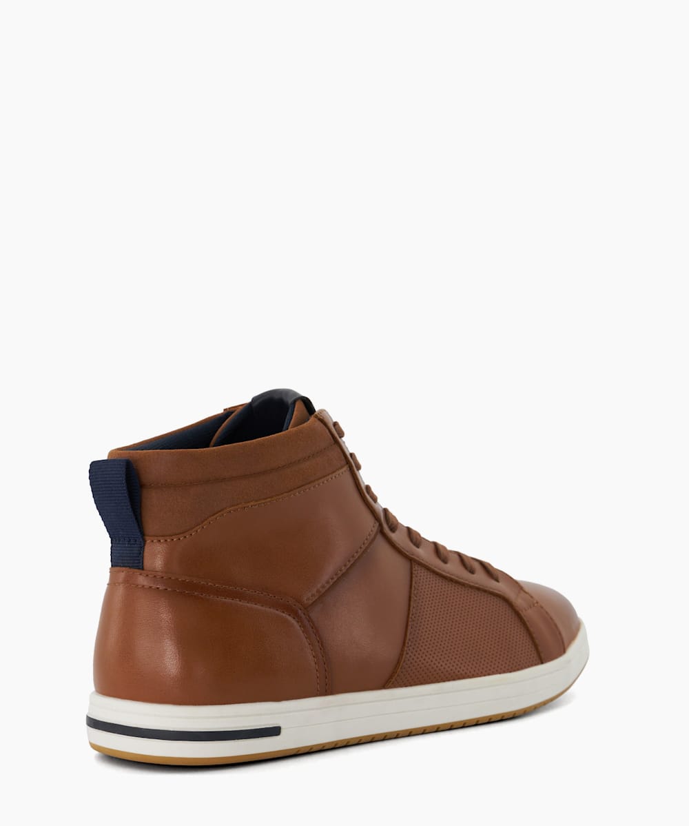 Mens leather hi top trainers on sale