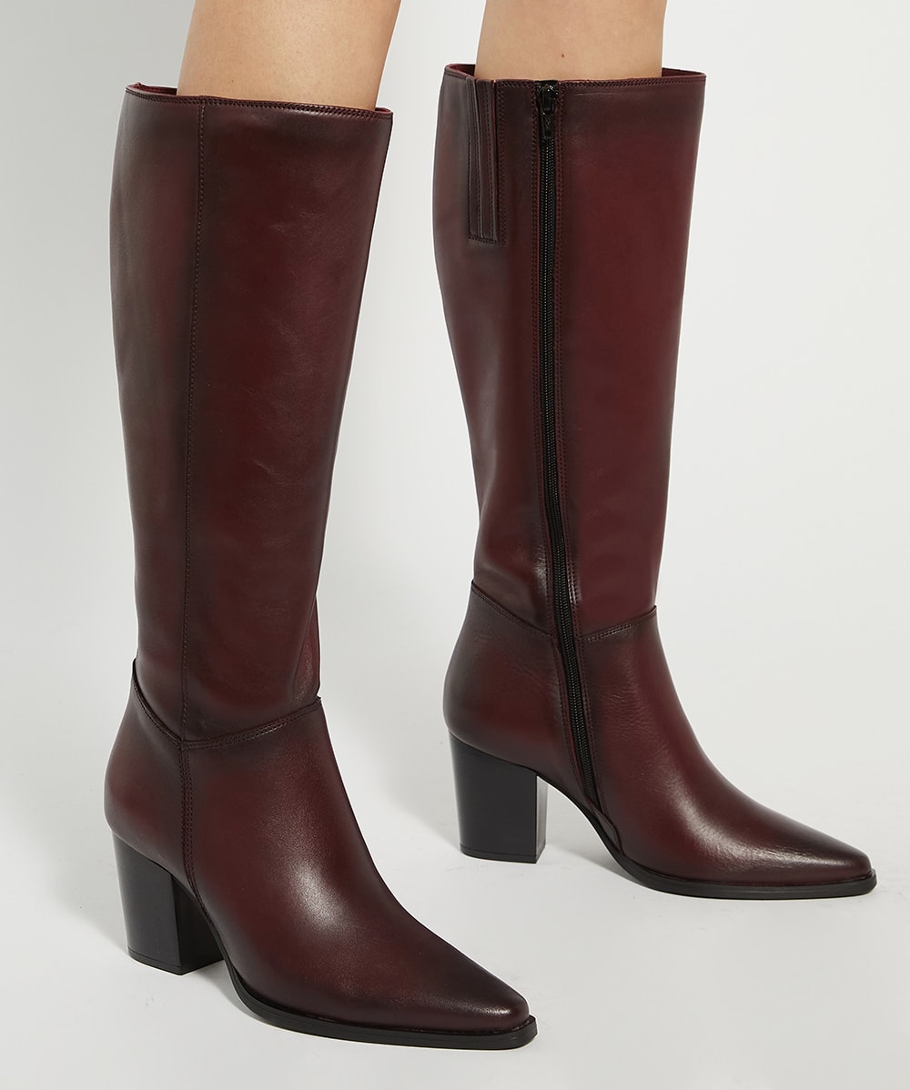 Dune burgundy boots top