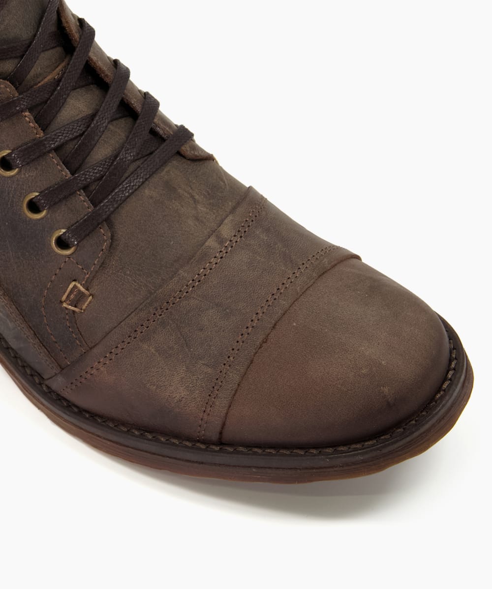 Simon Dark Brown Casual Leather Lace Up Boots Dune London