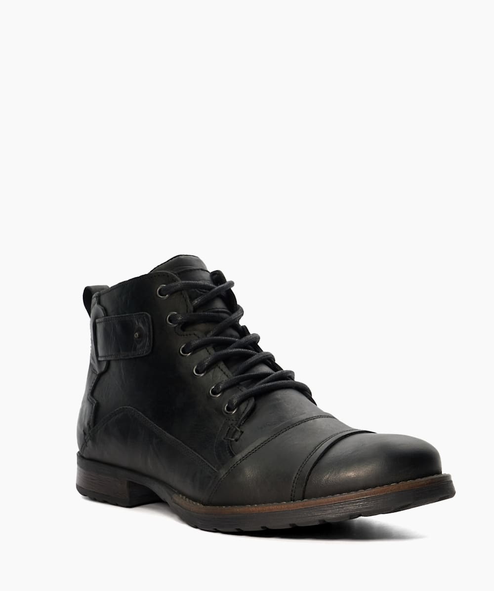 Black leather casual boots deals