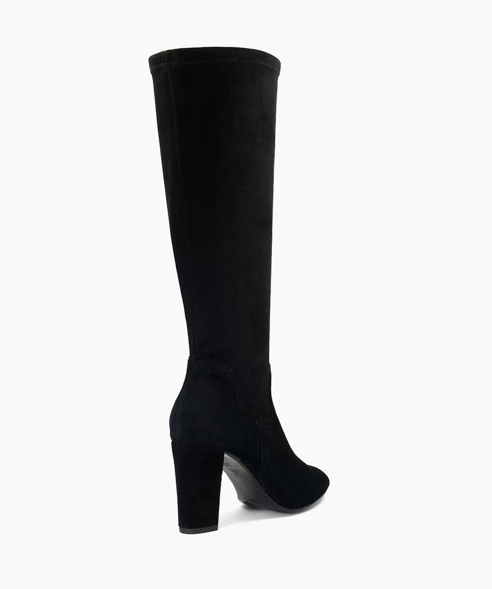 Siren Black Stretch Block Heel Knee High Boots Dune London