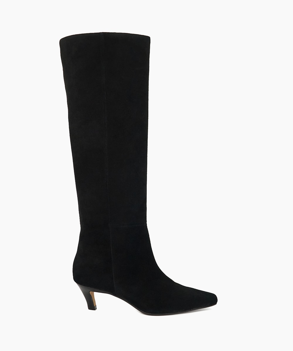 Slink Black Knee High Low Heel Boots Dune London
