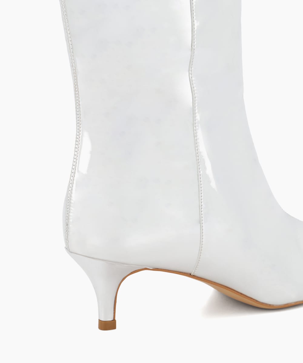 Silver kitten cheap heel boots