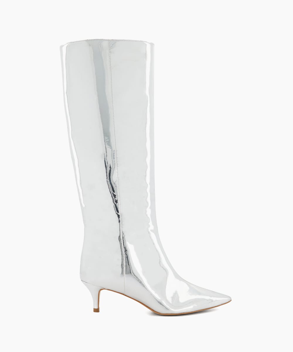 Silver high heel store booties