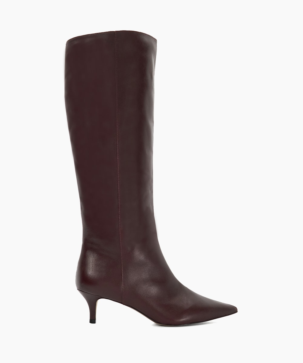 Red leather long boots online