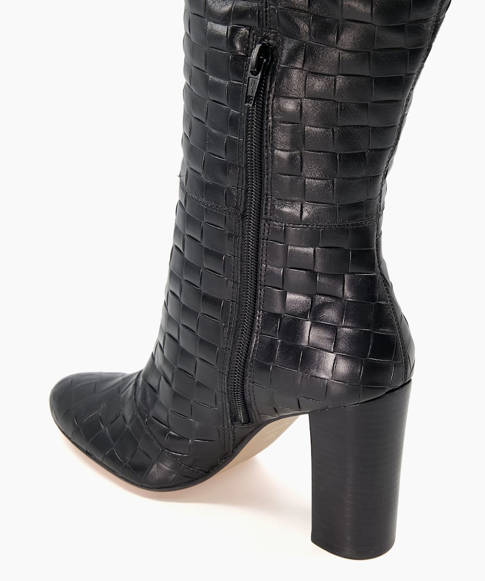 Sonoma Black Woven Leather Knee High Boots Dune London