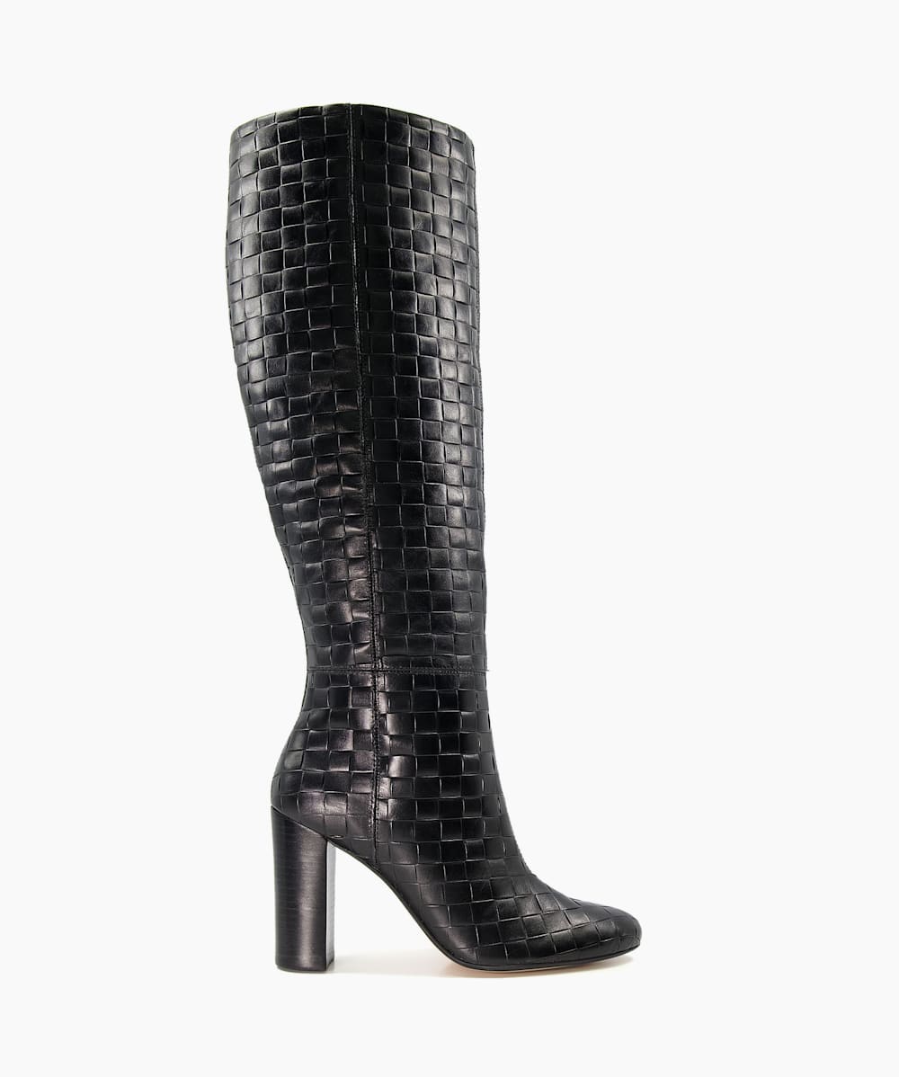 Black croc 2024 boots knee high