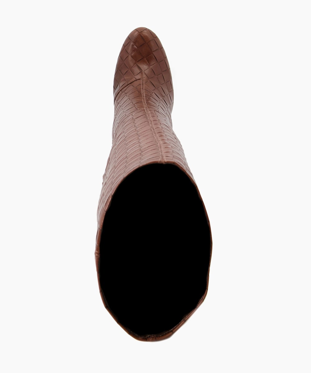Sonoma Tan Woven Leather Knee High Boots Dune London