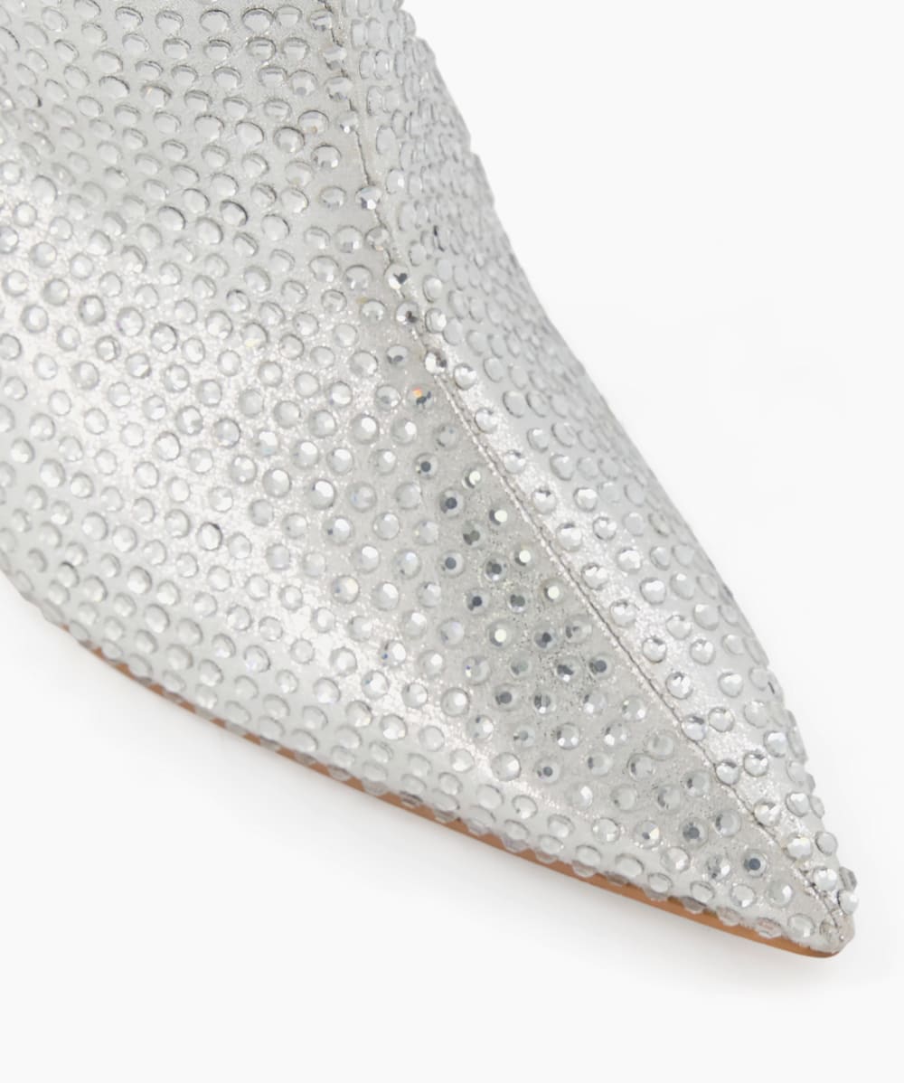 Sparkly Silver Embellished Knee High Boots Dune London