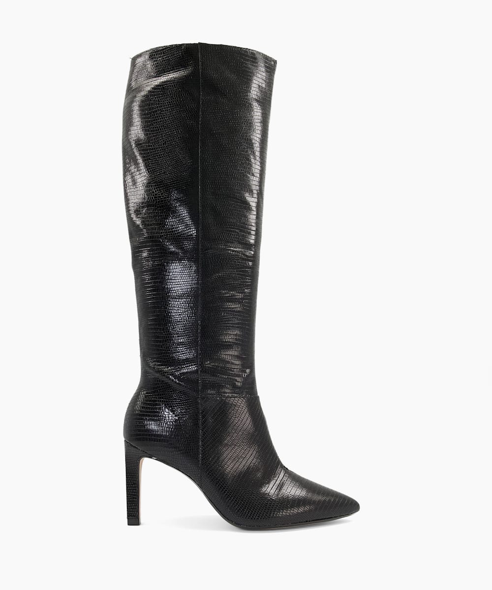 Black stiletto cheap knee boots