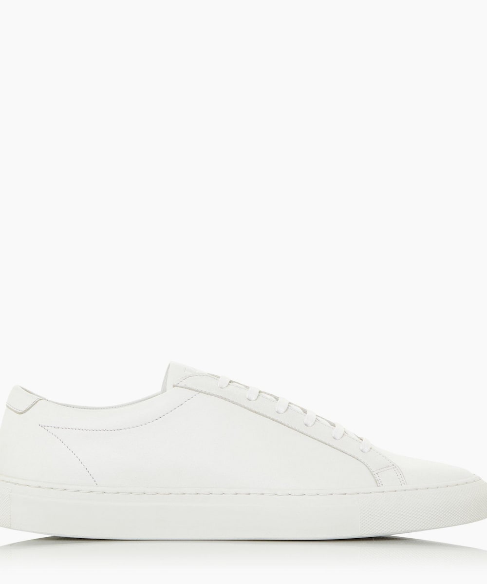 Sprint White Round Toe Lace Up Trainers Dune London