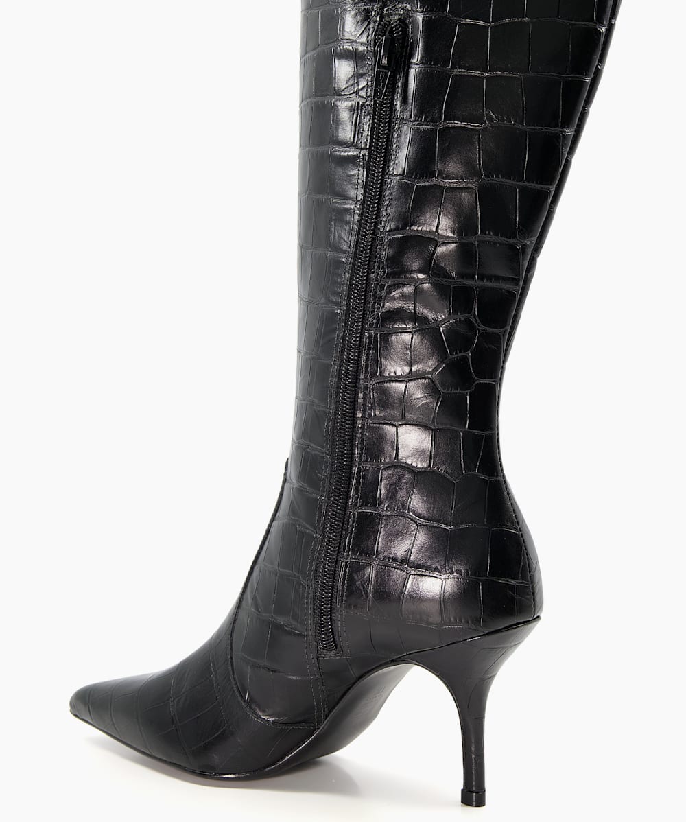 Black croc sale knee high boots