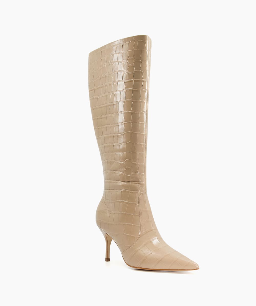 Knee high croc embossed boots store