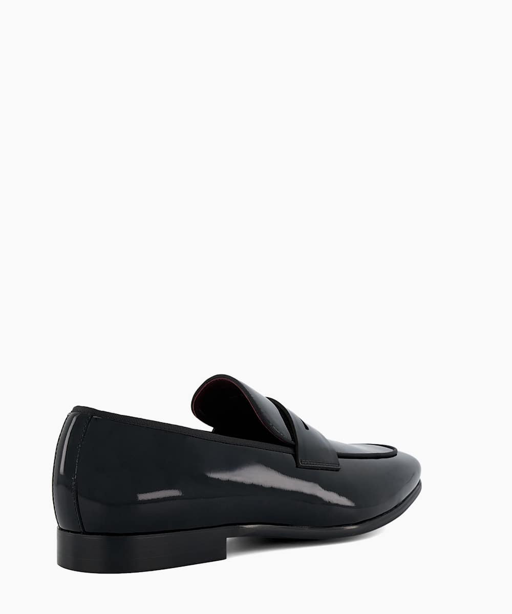 Sterlling Black Patent Leather Saddle Trim Loafers Dune London