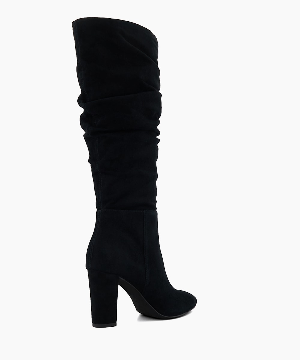 Black suede knee high stiletto cheap boots