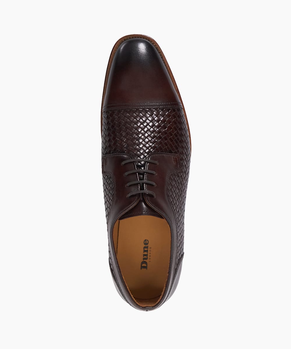 Stimuli Brown, Woven Leather Toe Cap Derby | Dune London