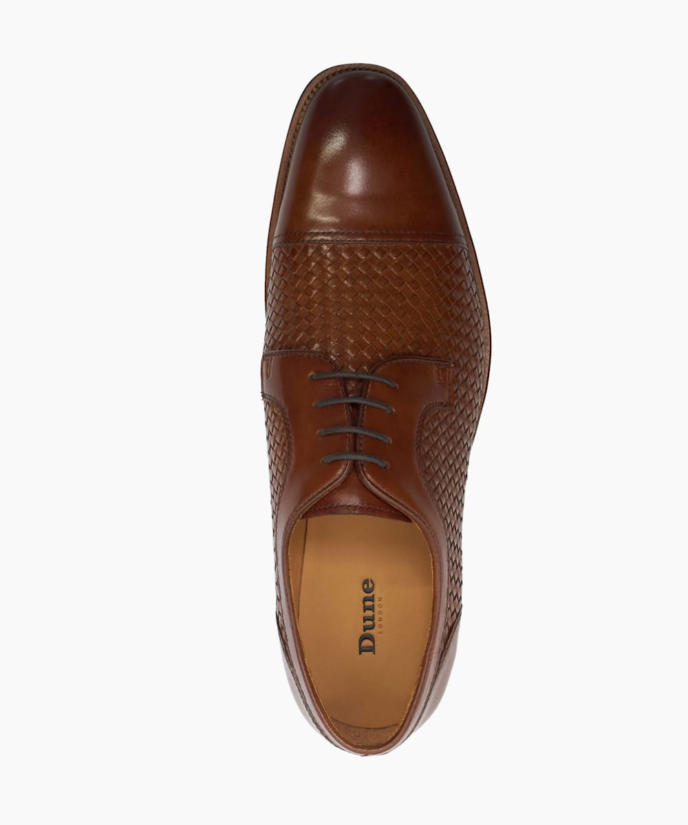 Stimuli Tan, Woven Leather Toe Cap Derby | Dune London