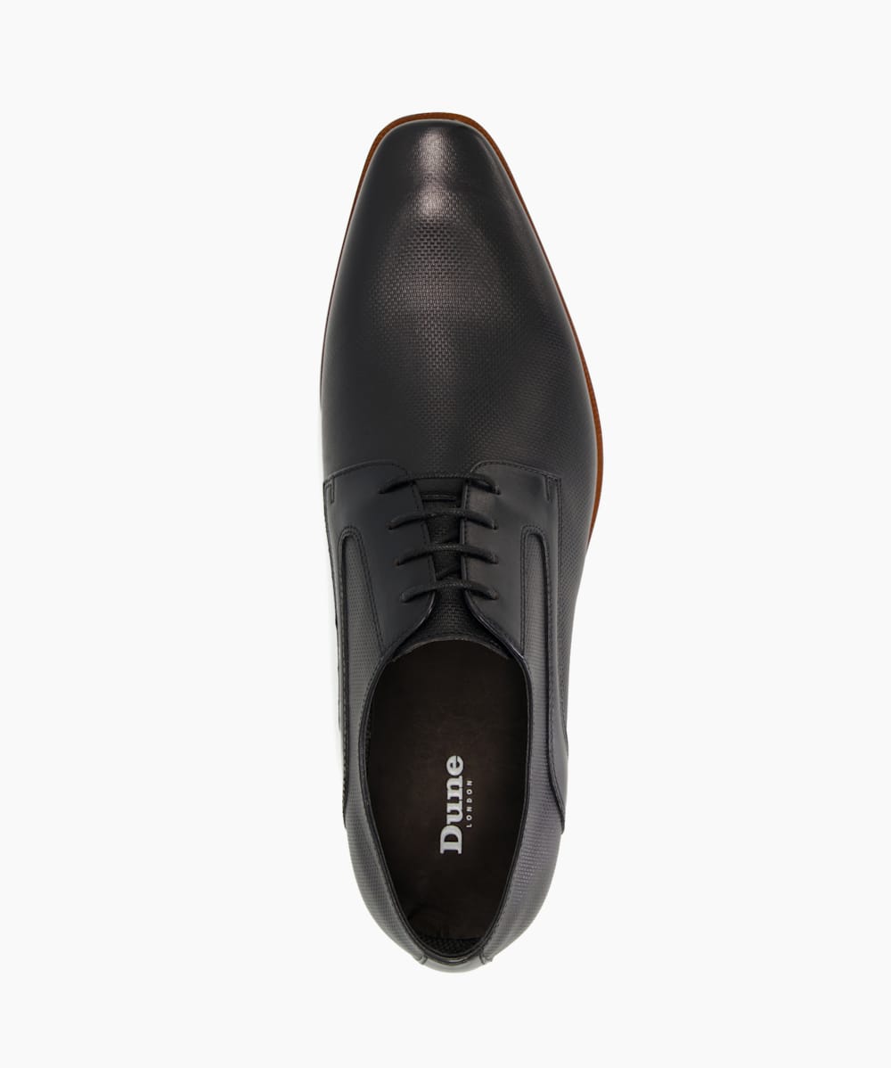 Stoney Black Burnished Toe Derby Shoes Dune London