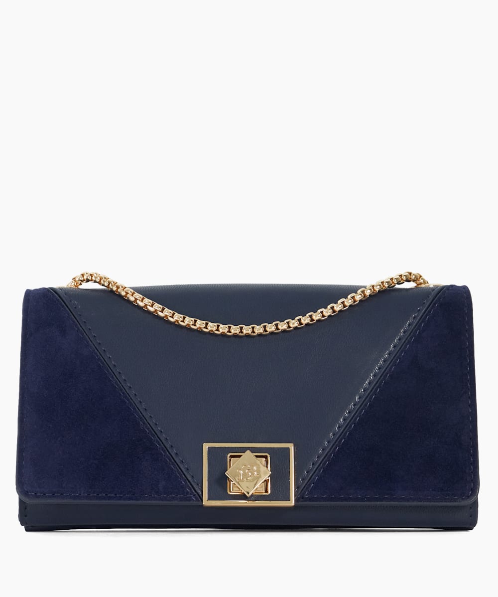 Styled Marineblau Schultertasche mit Kettengriff Dune London