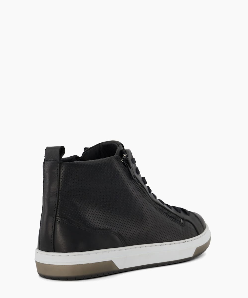Black high top leather shoes shop