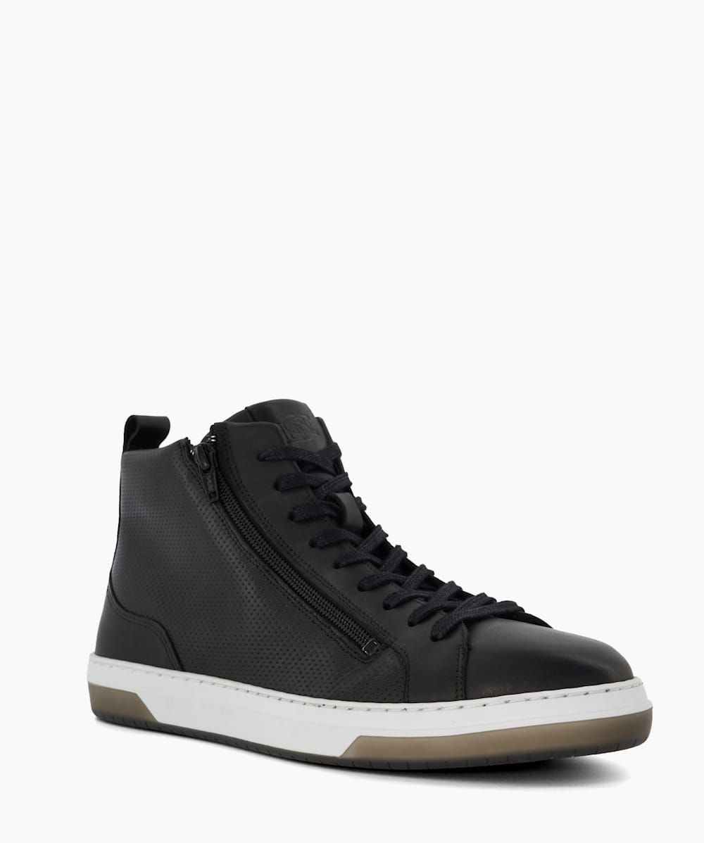 Mens black leather high top trainers sale