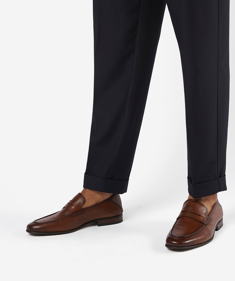 Sync Tan Crush Back Heel Penny Loafer Dune London