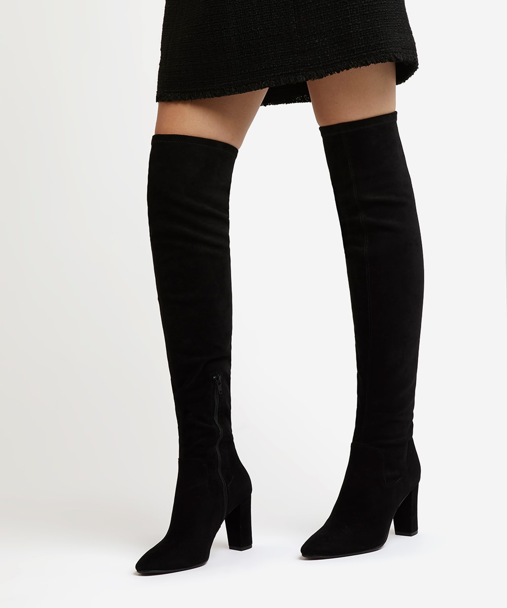 Syrell Black Stretch Over The Knee Boots Dune London