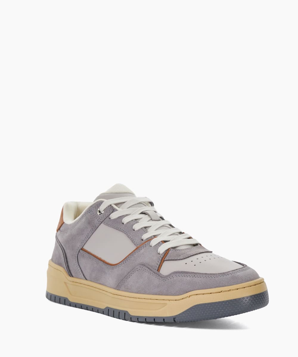 Grey leather trainers shop