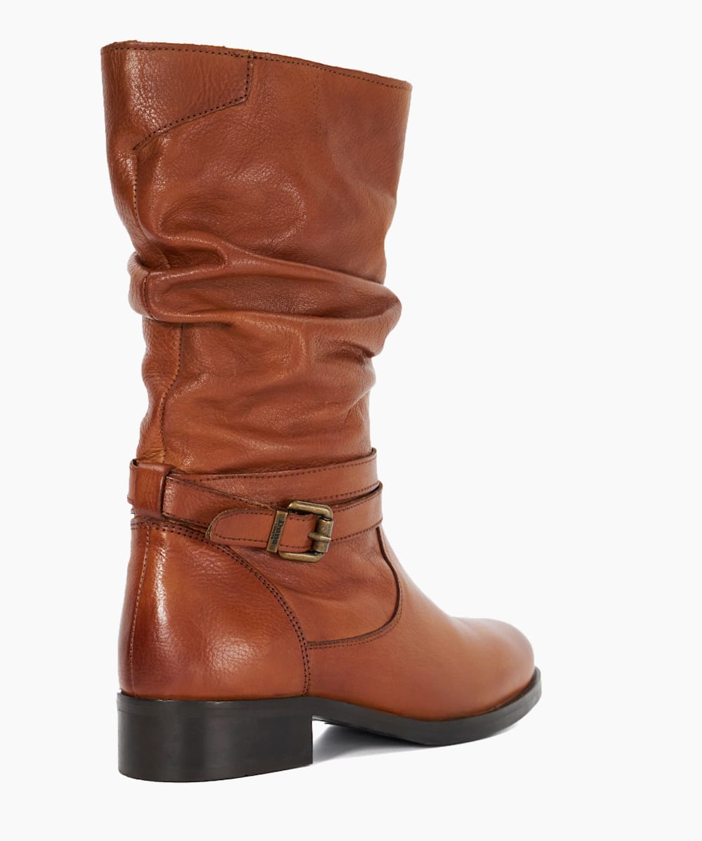 Tasa Tan Leather Mid Calf Boots Dune London