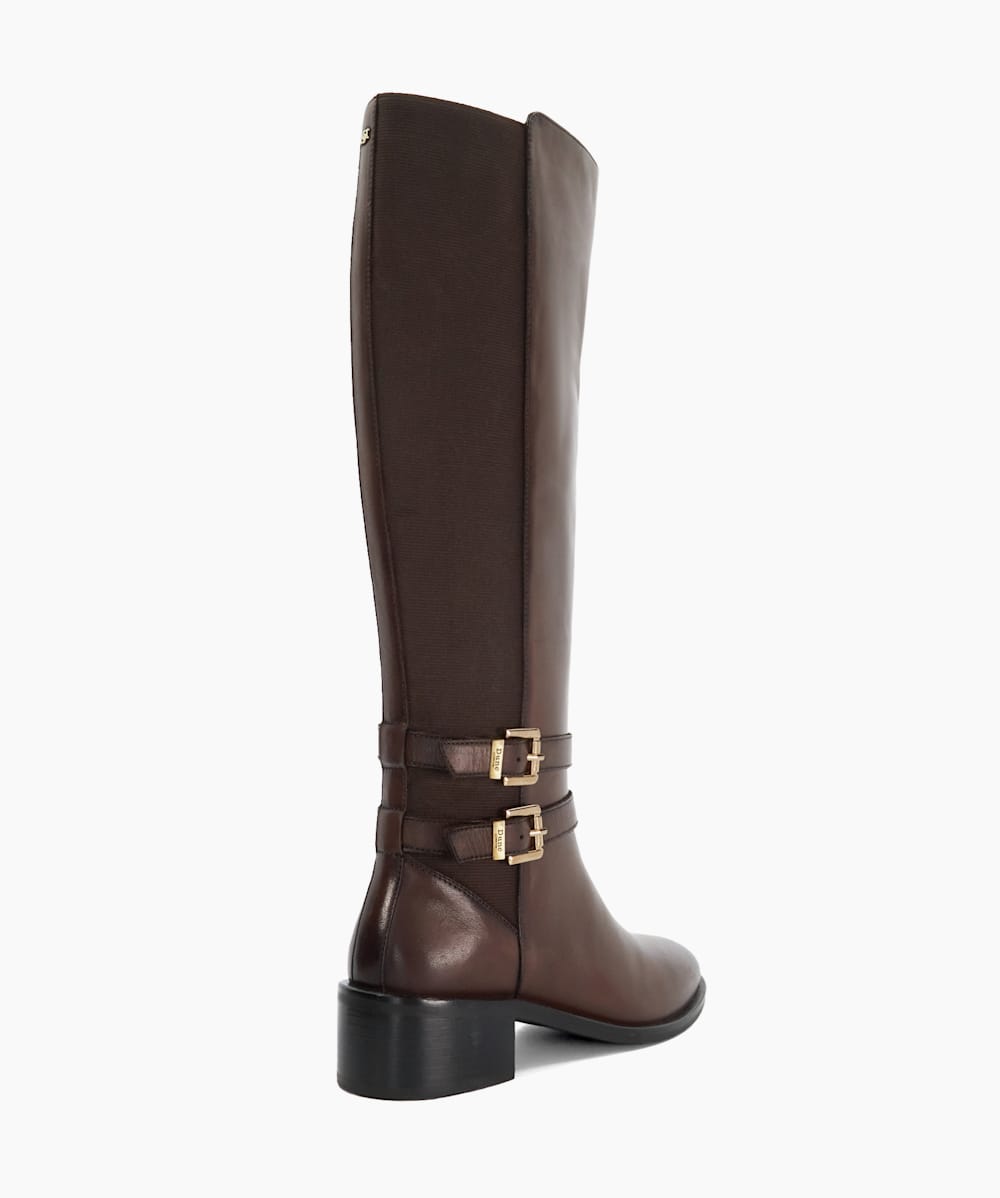 Tatter Brown Leather Knee High Riding Boots Dune London