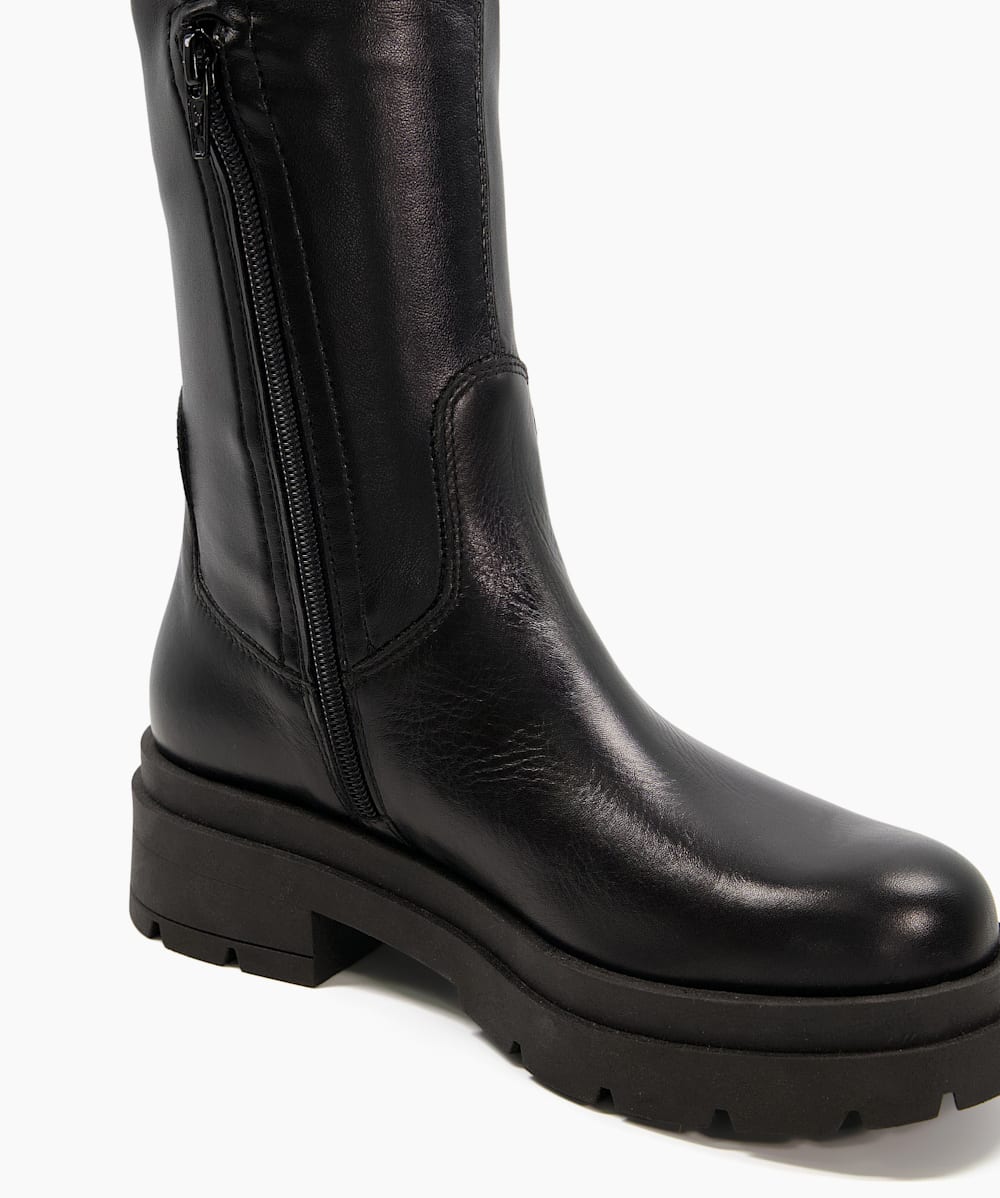 Taurus Black Stretch Leather Over The Knee High Boots Dune London