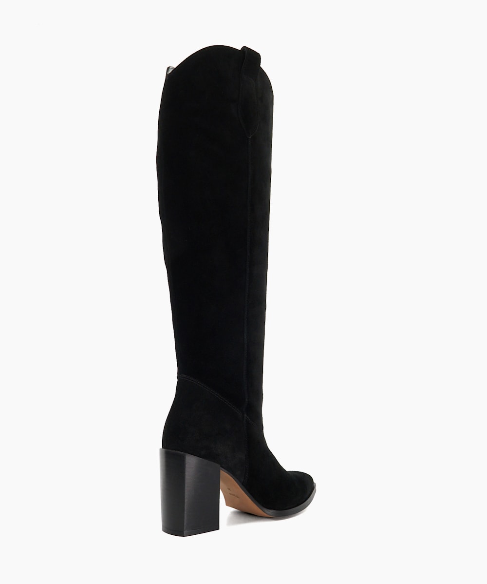 Tavern Black Mid Suede Knee High Boots Dune London
