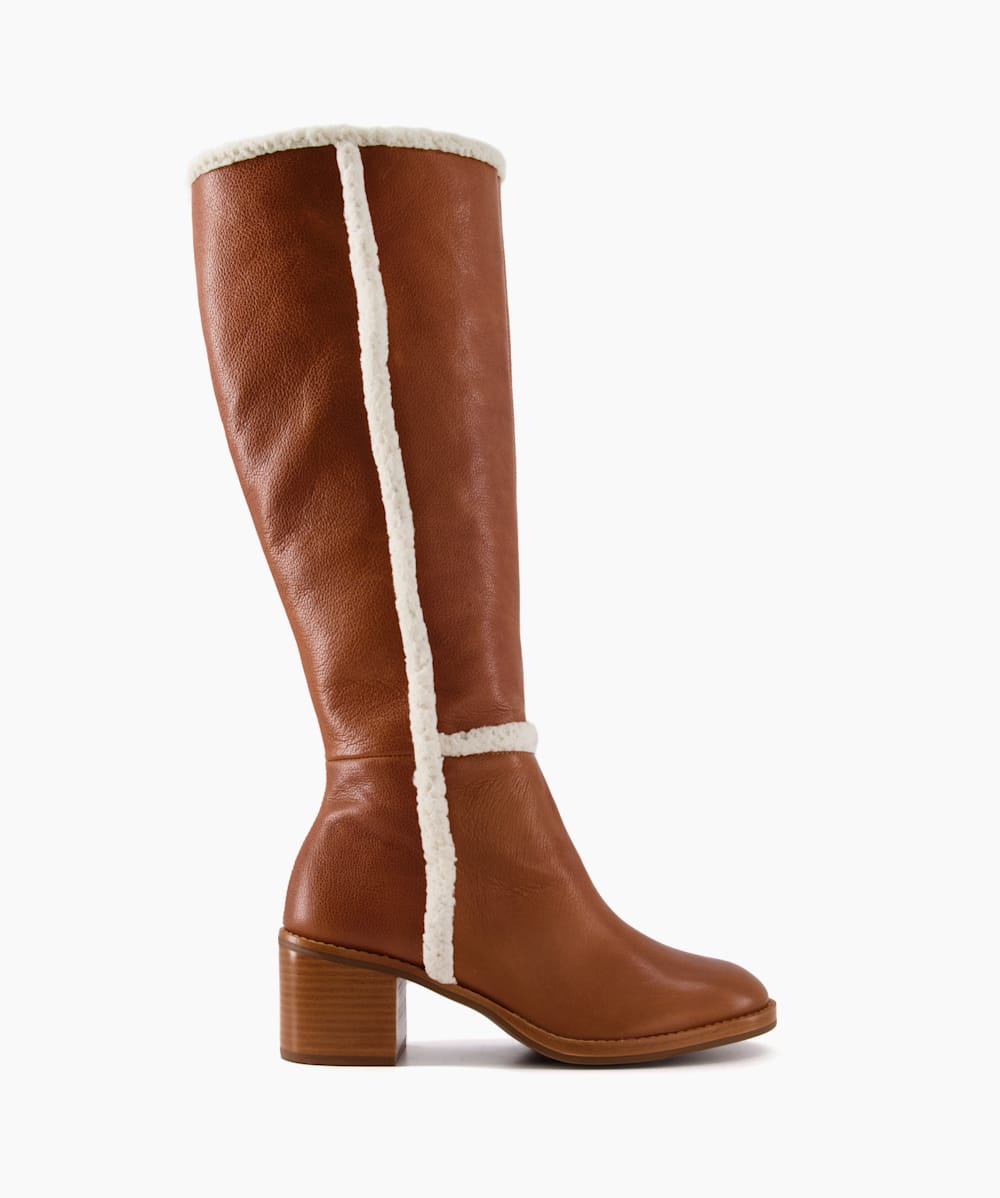 Tan boots online with fur trim